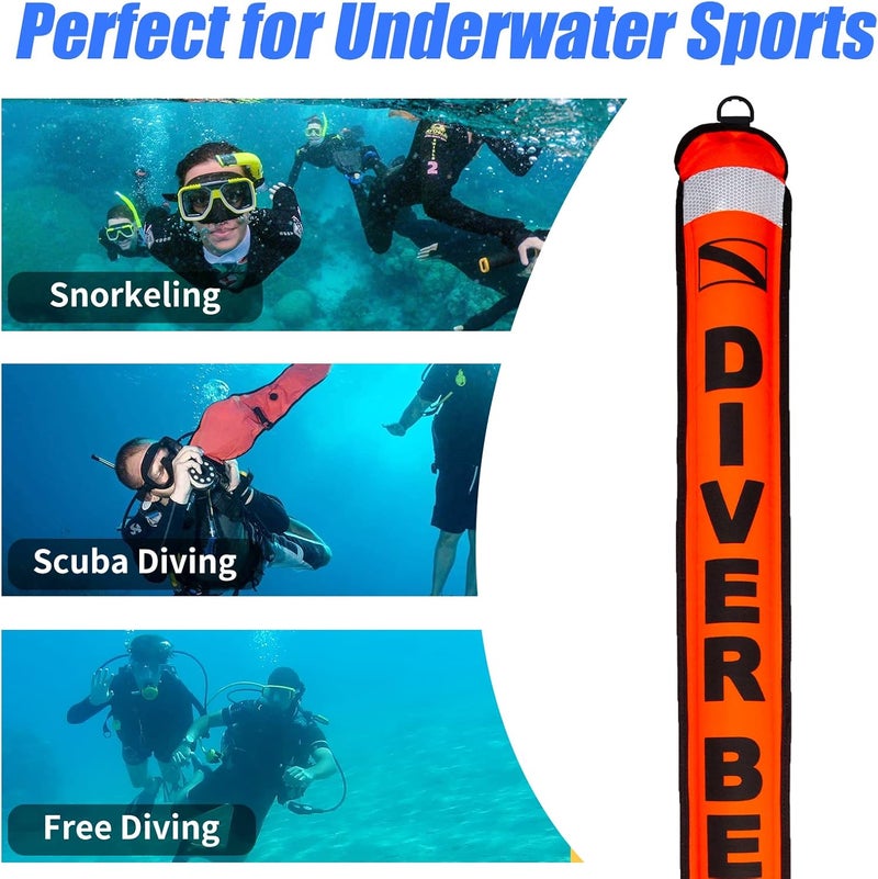 Pluzluce Diving SMB Surface Marker Buoy, High Visibility Inflatable Scuba Signal Tube with Reflective Strip, Safety Sausage Surface Signal Marker Buoy Float for Underwater Diving Snorkeling - Image 3